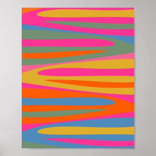 Kleurrijke Terzo Stripes Helder Abstract Patroon Poster (Voorkant)
