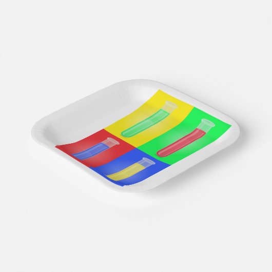 Kleurrijke testbuizen papieren bordje (Gebogen)