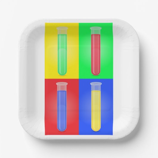 Kleurrijke testbuizen papieren bordje (Voorkant)