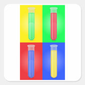 Kleurrijke testbuizen vierkante sticker (Voorkant)