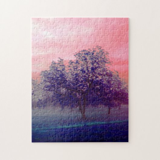Kleurrijke Texas Tree Landscape/Pink Sky Legpuzzel (Verticaal)