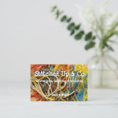 Kleurrijke textiel thema visitekaartje (Staand voorkant)