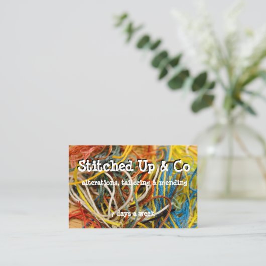 Kleurrijke textiel thema visitekaartje (Staand voorkant)