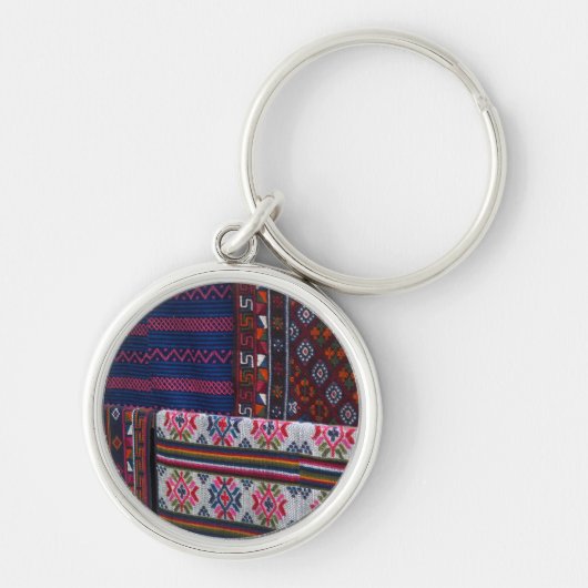 Kleurrijke textiel uit Bhutan Sleutelhanger (Voorkant)