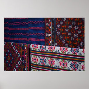 Kleurrijke textiën uit Bhutan Poster