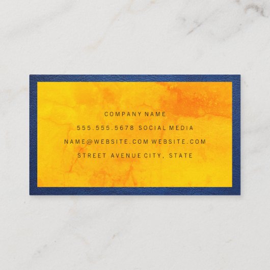 Kleurrijke textuur | Blauwe ledergrens Visitekaartje (Achterkant)