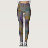 Kleurrijke textuur met kleine romige geometrische  leggings (Voorkant)