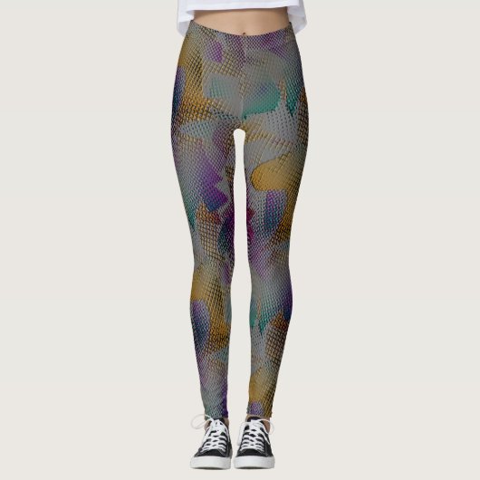 Kleurrijke textuur met kleine romige geometrische leggings (Voorkant)