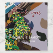 kleurrijke thaise cultuurreus op chaophraya rivier wijn etiket (Enkel label)