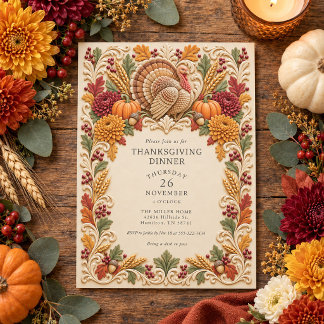 Kleurrijke Thanksgiving-diner viering Kaart