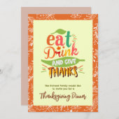 Kleurrijke Thanksgiving Fest Dinner Invitation Kaart (Voorkant / Achterkant)