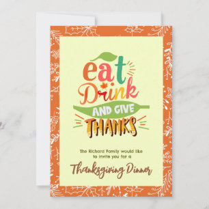 Kleurrijke Thanksgiving Fest Dinner Invitation Kaart