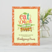Kleurrijke Thanksgiving Fest Dinner Uitnodiging (Staand voorkant)