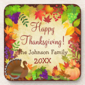 Kleurrijke Thanksgiving Harvest Bier Onderzetter (Voorkant)