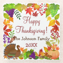 Kleurrijke Thanksgiving Harvest Glazen Onderzetter