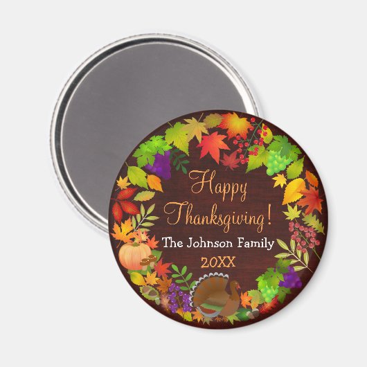 Kleurrijke Thanksgiving Harvest Magneet (Voorkant / Achterkant)