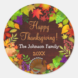 Kleurrijke Thanksgiving Harvest Ronde Sticker