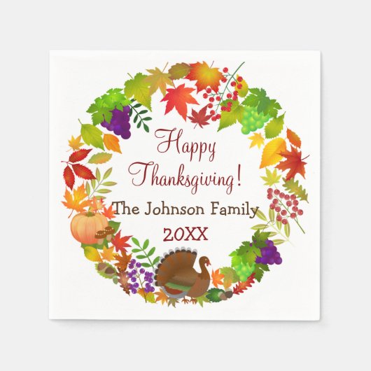 Kleurrijke Thanksgiving Harvest Servet (Voorkant)