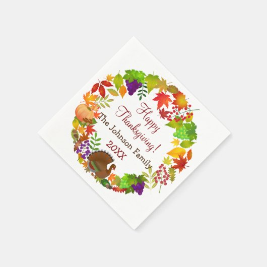 Kleurrijke Thanksgiving Harvest Servet (Hoek)