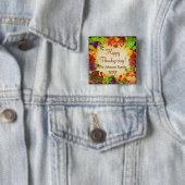 Kleurrijke Thanksgiving Harvest Vierkante Button 5,1 Cm (In situ)