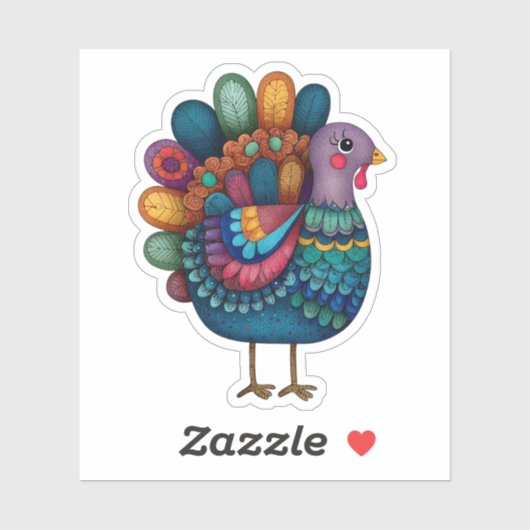 Kleurrijke Thanksgiving Kalkoen Sticker (Vel)