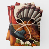 Kleurrijke  Thanksgiving Oogst en Turkije Inpakpapier Vel (In situ)