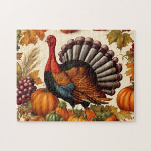 Kleurrijke  Thanksgiving Oogst en Turkije Legpuzzel