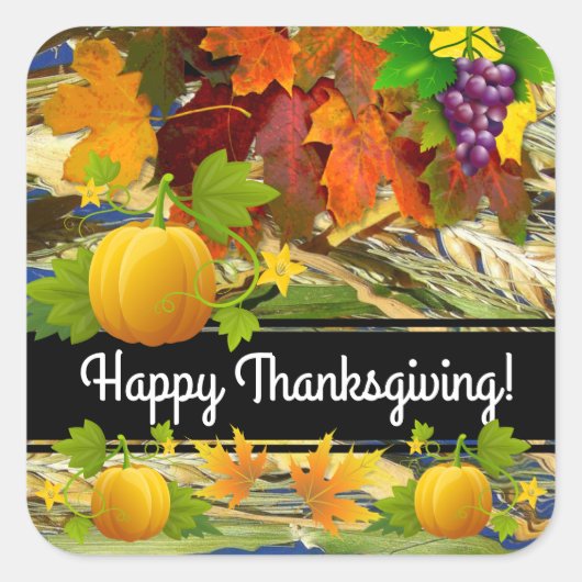 kleurrijke Thanksgiving Square Sticker (Voorkant)