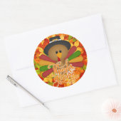 Kleurrijke Thanksgiving Turkije Ronde Sticker (Envelop)