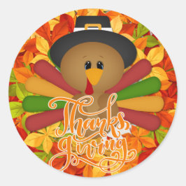 Kleurrijke Thanksgiving Turkije Ronde Sticker
