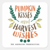 Kleurrijke Thanksgiving zin loof gepersonaliseerd Vierkante Sticker (Voorkant)