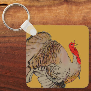 Kleurrijke Thanksgivingkalkoen Sleutelhanger