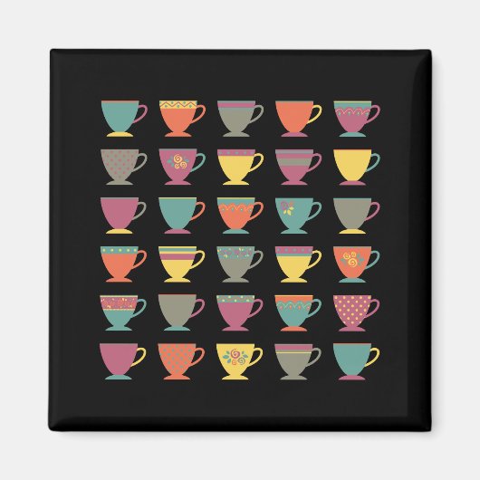 Kleurrijke theebekers, hete drink, winterse mokken magneet (Voorkant)