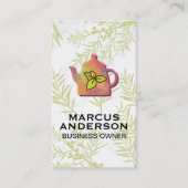 Kleurrijke theepot | Planten van jeneverbessen Visitekaartje (Voorkant)