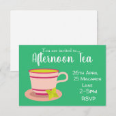 Kleurrijke theidnamiddag met mijnthee kaart (Voorkant / Achterkant)