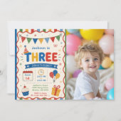 Kleurrijke THREE 3de verjaardagsfeestje Kaart (Voorkant)