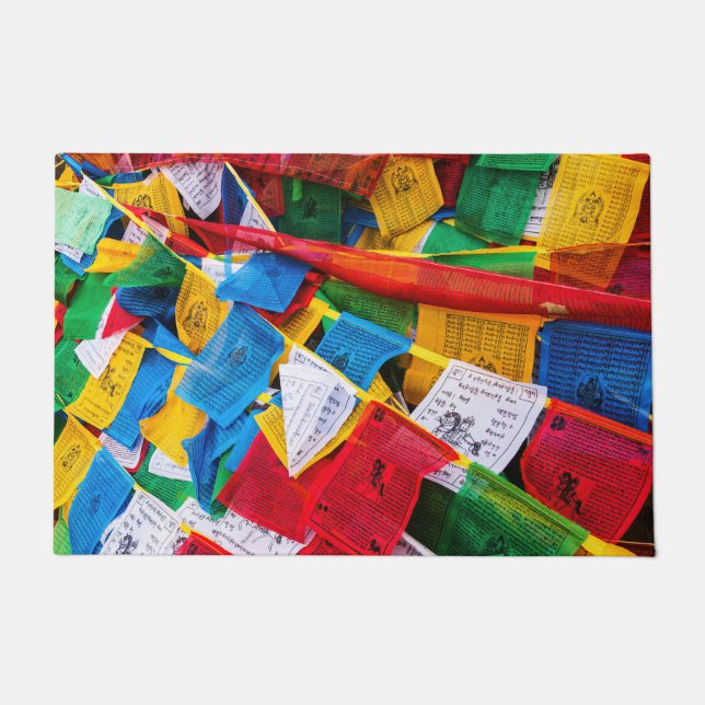 Kleurrijke Tibetaanse gebeddenvlaggen - Tibet Deurmat (Voorkant)
