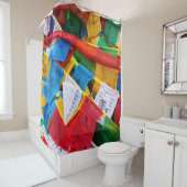 Kleurrijke Tibetaanse gebeddenvlaggen - Tibet Douchegordijn (In situ)