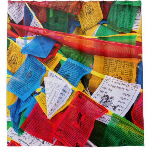 Kleurrijke Tibetaanse gebeddenvlaggen - Tibet Douchegordijn (Voorkant)
