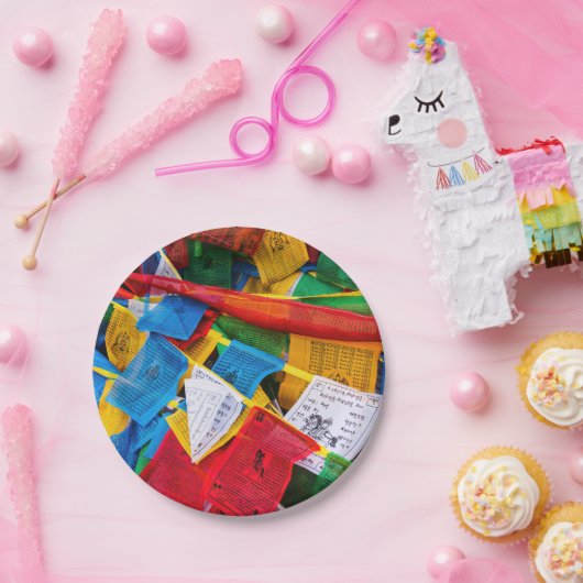 Kleurrijke Tibetaanse gebeddenvlaggen - Tibet Papieren Bordje (Feest)