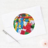 Kleurrijke Tibetaanse gebeddenvlaggen - Tibet Ronde Sticker (Envelop)