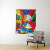 Kleurrijke Tibetaanse gebeddenvlaggen - Tibet Wandkleed (In situ)