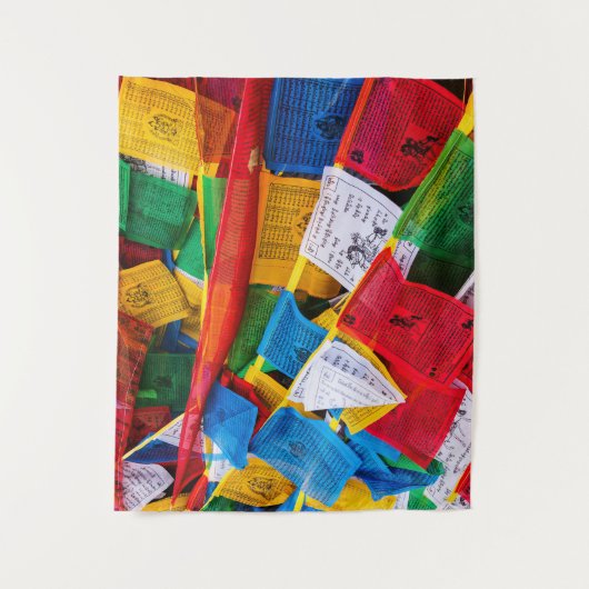 Kleurrijke Tibetaanse gebeddenvlaggen - Tibet Wandkleed (Voorkant)