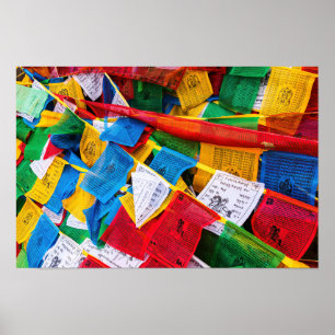 Kleurrijke Tibetaanse gebedsvaantjes - Tibet Poster