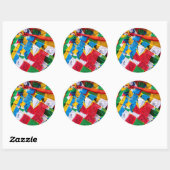 Kleurrijke Tibetaanse gebedsvaantjes - Tibet Ronde Sticker (Vel)
