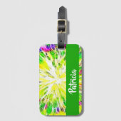Kleurrijke tie-dye aangepaste naam patroon bagagelabel (Voorkant (verticaal))