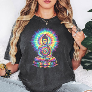 Kleurrijke Tie Dye Boeddha Meditatie Lotus T-shirt