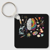 Kleurrijke Tie Dye Brain Science Art Neuroscience  Sleutelhanger (Voorkant)