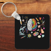 Kleurrijke Tie Dye Brain Science Art Neuroscience  Sleutelhanger (Voorkant)