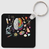 Kleurrijke Tie Dye Brain Science Art Neuroscience  Sleutelhanger (Achterkant)